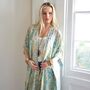 Spring Floral Viscose Kaftan Jacket With Heavy Cream Fishbone Embroidery, thumbnail 1 of 6