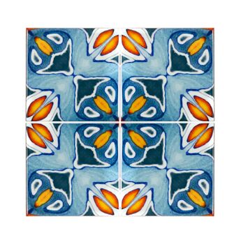 Alhambra Blue Orange Ceramic Tile Large Scale, 2 of 11