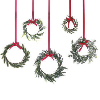 Christmas Wreath Decorations With Red Ribbon, 3 of 3