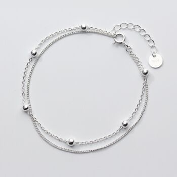 Sterling Silver Double Chain Layered Bracelet, 3 of 6