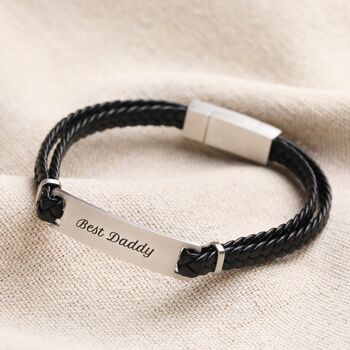Personalised Men's Double Braided Leather Bracelet, 3 of 11
