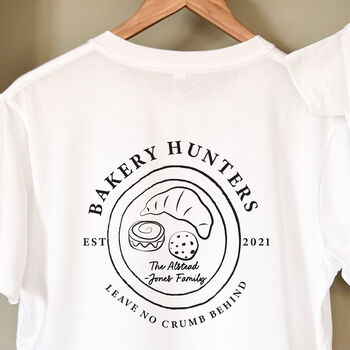 Personalised Bakery Hunters, Father’s Day Daddy And Child T Shirt Set, 4 of 9