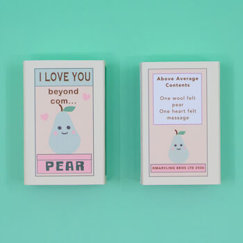 Wool Felt Pear With Love Message In A Matchbox, 2 of 4
