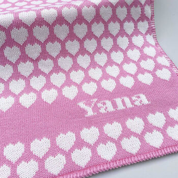 Personalised Knitted Heart Baby Blanket, 8 of 11
