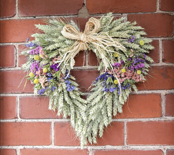 Colourful Wildflower Dried Flower Heart Wreath, 3 of 12