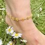 Yellow Sun Flower Summer Floral Charm Anklet, thumbnail 7 of 9