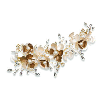 Silver Or Gold Plated Blossom Enameled Bridal Hair Clip, 4 of 12
