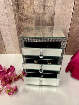 Glass Diamante Mirror Jewellery Box Home Decor Gift, 9 of 10