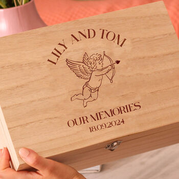 Personalised Cupid Valentines Keepsake For Couples Anniversary Box, 2 of 4