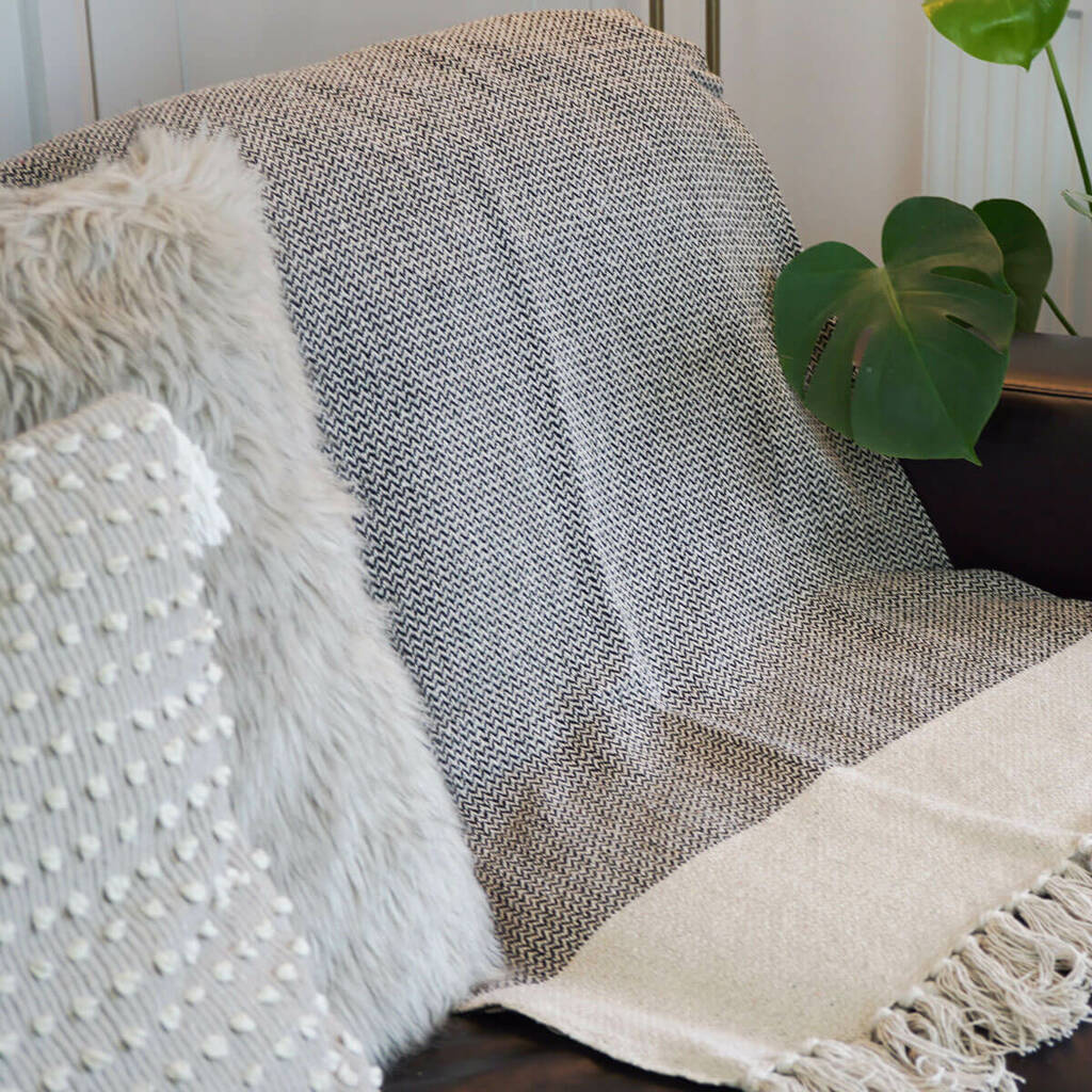 Quality Grey Cotton Throw By Nikita By Niki ®