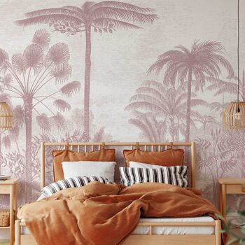 Palm Of The Ucayali Amazon Mural In Blush Pink, 2 of 5