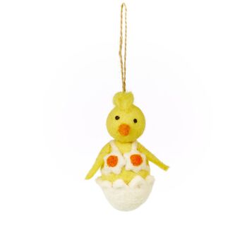 Handmade Felt Yolko Ono Chick Easter Decoration, 2 of 3