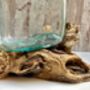 Molten Glass Driftwood Melted Glass Vase On Wood Base, thumbnail 8 of 9