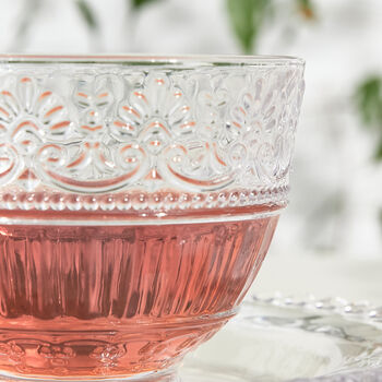 Livorno Embossed Glass Footed Mug, 3 of 5