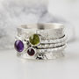 Personalised Birthstone Manifest Silver Spinning Ring, thumbnail 3 of 11