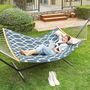 Quilted Fabric Hammock With Bamboo Spreaders And Pillow, thumbnail 3 of 8