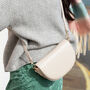 Woven Vegan Leather Half Moon Crossbody Bag In Beige, thumbnail 6 of 6