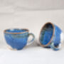 Blue Set Of Two Porcelain Tea Cup With Saucer, thumbnail 6 of 11