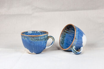 Blue Set Of Two Porcelain Tea Cup With Saucer, 6 of 11