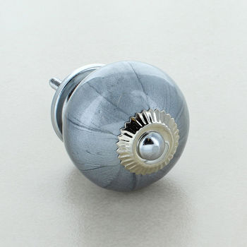 Blue Or Grey Metallic Paint Contrast Cupboard Knobs, 2 of 4