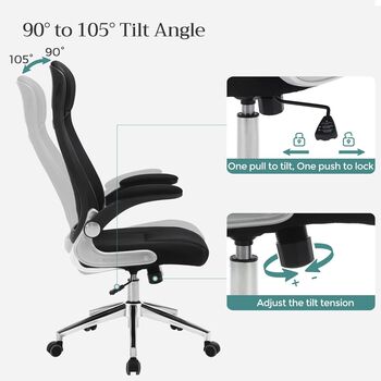 High Back Mesh Office Chair With Flip Up Armrests, 2 of 8