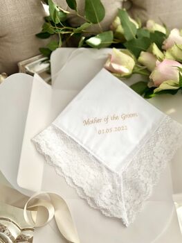 Personalised Mother Of The Bride Lace Handkerchief, 3 of 7