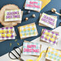 Colourful Gingham Christmas Card Pack Of Eight, thumbnail 3 of 5