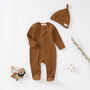 Tiny Alpaca Organic Cotton Baby Sleepsuit And Hat, thumbnail 8 of 9