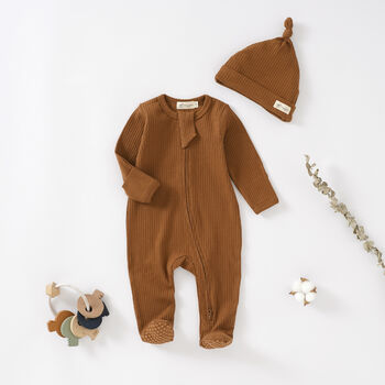 Tiny Alpaca Organic Cotton Baby Sleepsuit And Hat, 8 of 9
