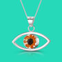 Real Flower Sterling Silver Evil Eye Pendant Necklace Seven Different Flower Options, thumbnail 1 of 12