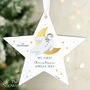 Personalised The Snowman Gold Moon Wooden Star Christmas Tree Decoration, thumbnail 3 of 4