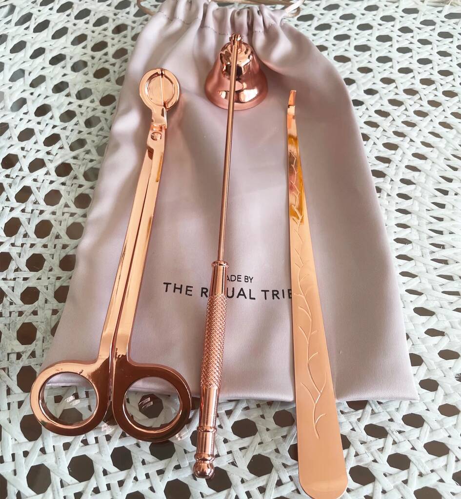 Four Piece Rose Gold Candle Tool Kit By LILLY + BO / THE RITUAL TRIBE