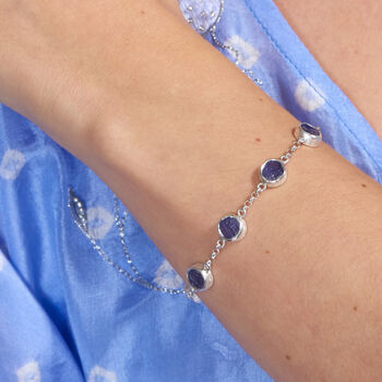 Tanzanite Gemstone Handmade Ladies Silver Bracelet, 2 of 6