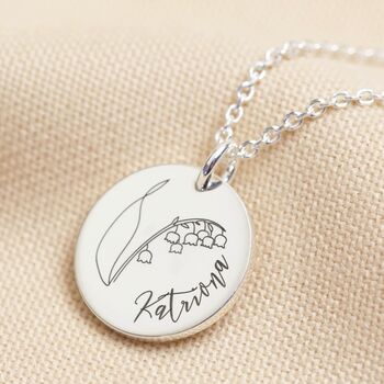 Personalised Sterling Silver Birth Flower Disc Necklace, 5 of 12