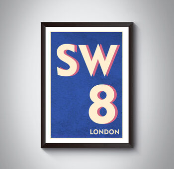 Sw8 Battersea, Stockwell, London Postcode Print, 4 of 8