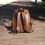 Military Style Genuine Leather Backpack In Tan, thumbnail 9 of 12