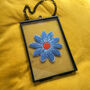 Flower Power Blue Daisy Embroidery Framed Artwork, thumbnail 3 of 6