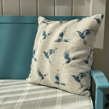 Inky Sky Bollin Bird Linen Cushion, 2 of 3