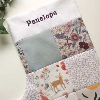 Christmas Stocking, Made From Baby Clothes, White Trim With Embroidered Name, Fully Lined, 8 of 8