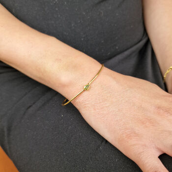 Peridot August Birthstone Gold Plated Bangle, 2 of 5
