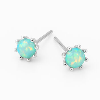 Sterling Silver Green Opal Micro Stud Earrings – 4mm, 3 of 8