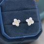 Dainty Flower Stud Earrings In Sterling Silver, thumbnail 1 of 11