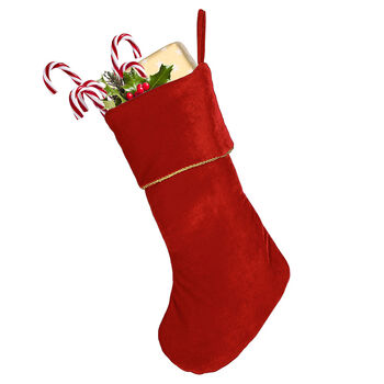 Personalised Luxury Ruby Red Velvet Christmas Stocking, 3 of 5
