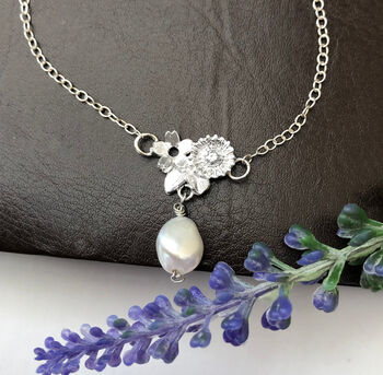 Mother's Day Sterling Silver Flower And Pearl Necklace, 2 of 9