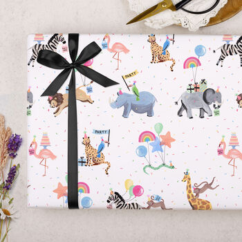 Three Sheets Of Children's Animal Party Wrapping Paper, 2 of 2