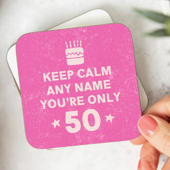 Personalised Coaster 'Keep Calm 50th Birthday', 2 of 3