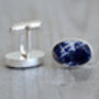 Sodalite Cufflinks Set In Sterling Silver, thumbnail 2 of 4