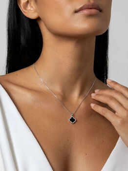 Sterling Silver Black Clover Necklace, 4 of 4