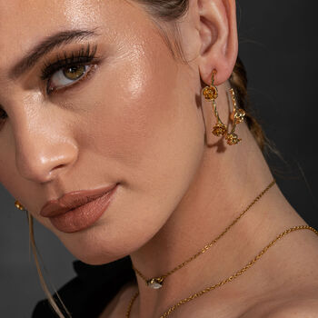 3D Rose Hoop Earrings, 18k Gold Plated, 2 of 5