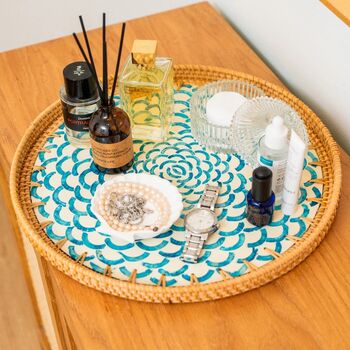 Boho Coastal Rattan Tray – Handmade Eco Friendly Home Decor, 3 of 4